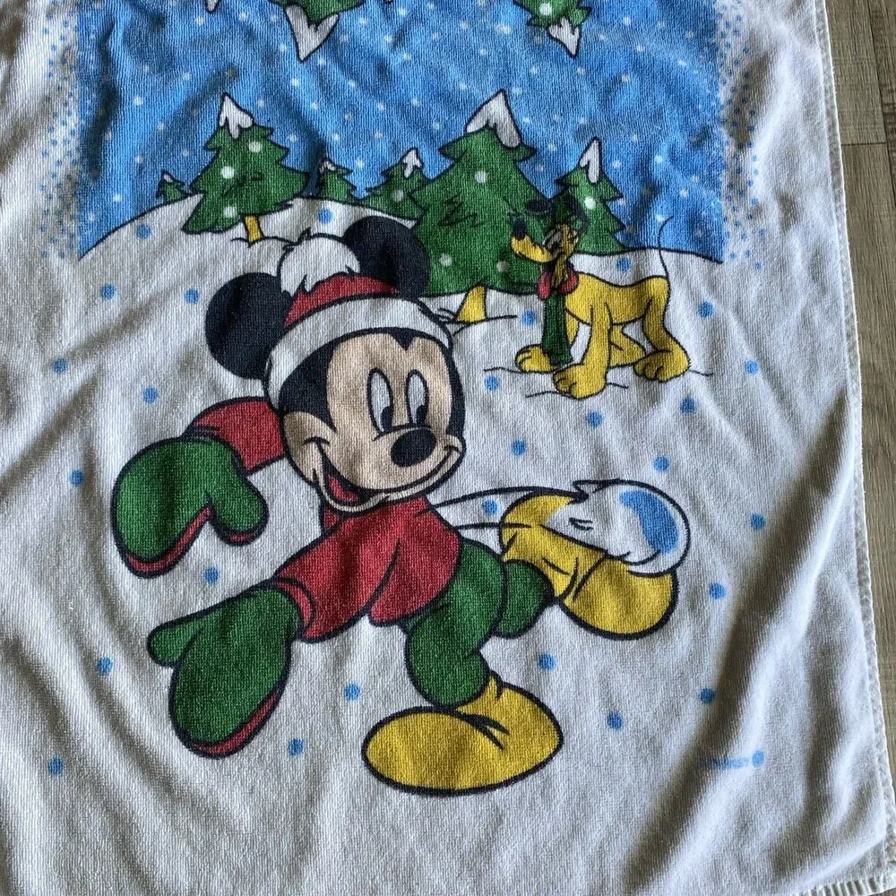 Vintage Mickey Mouse Pluto Towel Disney Franco 100% Cotton Bath 40 X 22